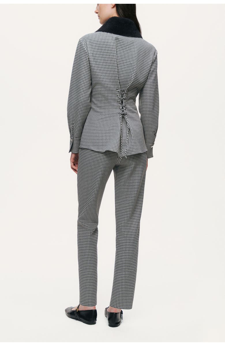 Nocturne Corset-Back Checked Sculpted Shirt, Alternate, color, Multi-Colored