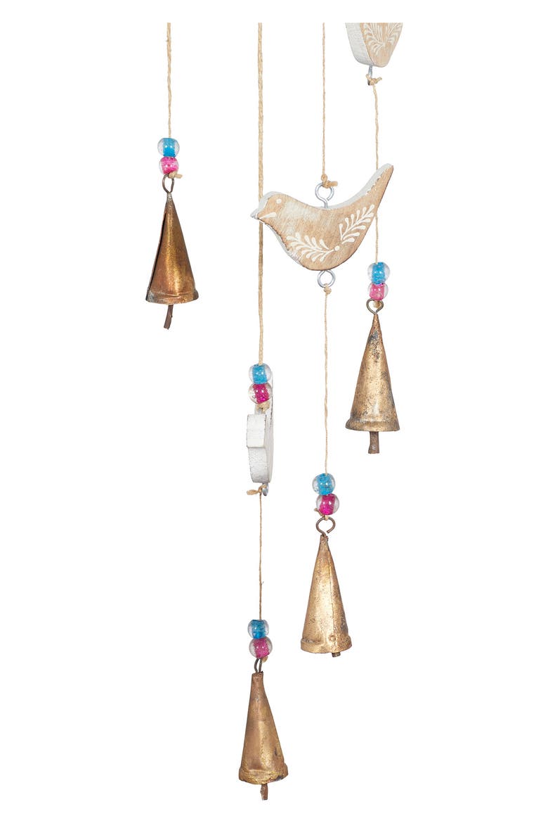 GINGER BIRCH STUDIO Goldtone Mango Wood Indoor & Outdoor Bird Windchime ...