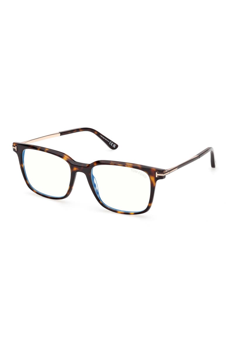 53mm Square Optical Glasses, Alternate, color, SHINY DARK HAVANA / ROSE GOLD