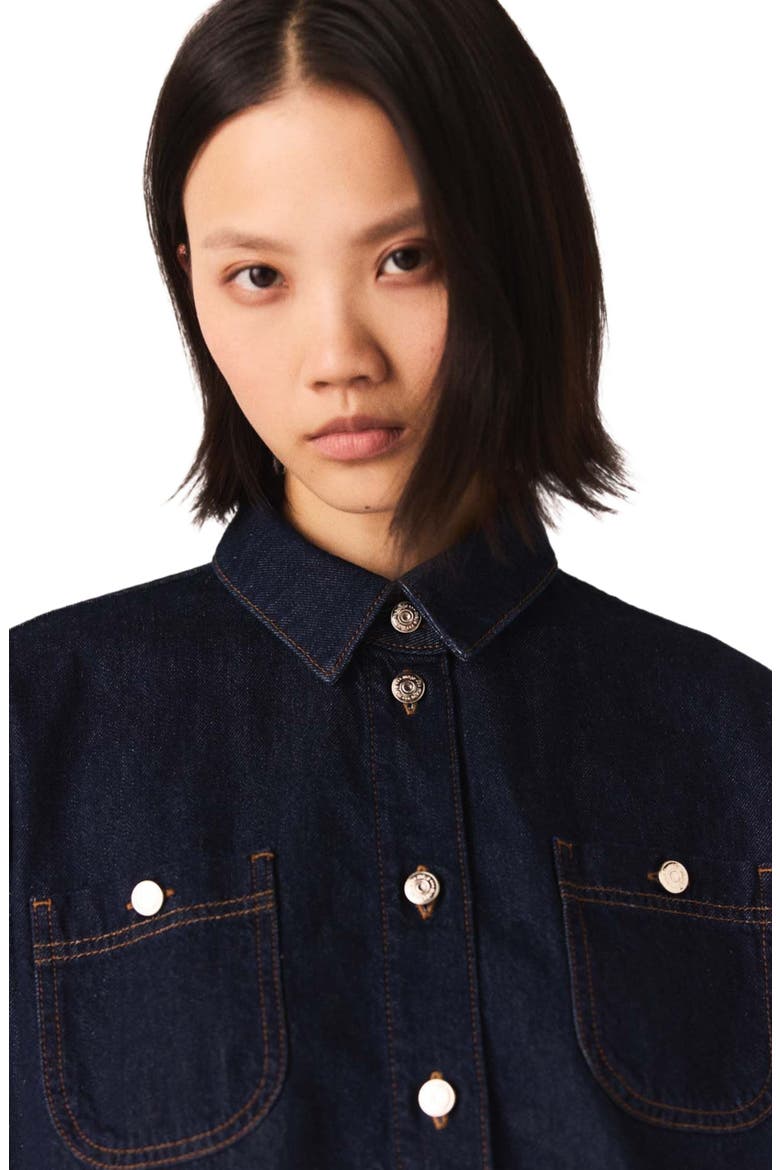 Denim jacket with bow, Alternate, color, Navy