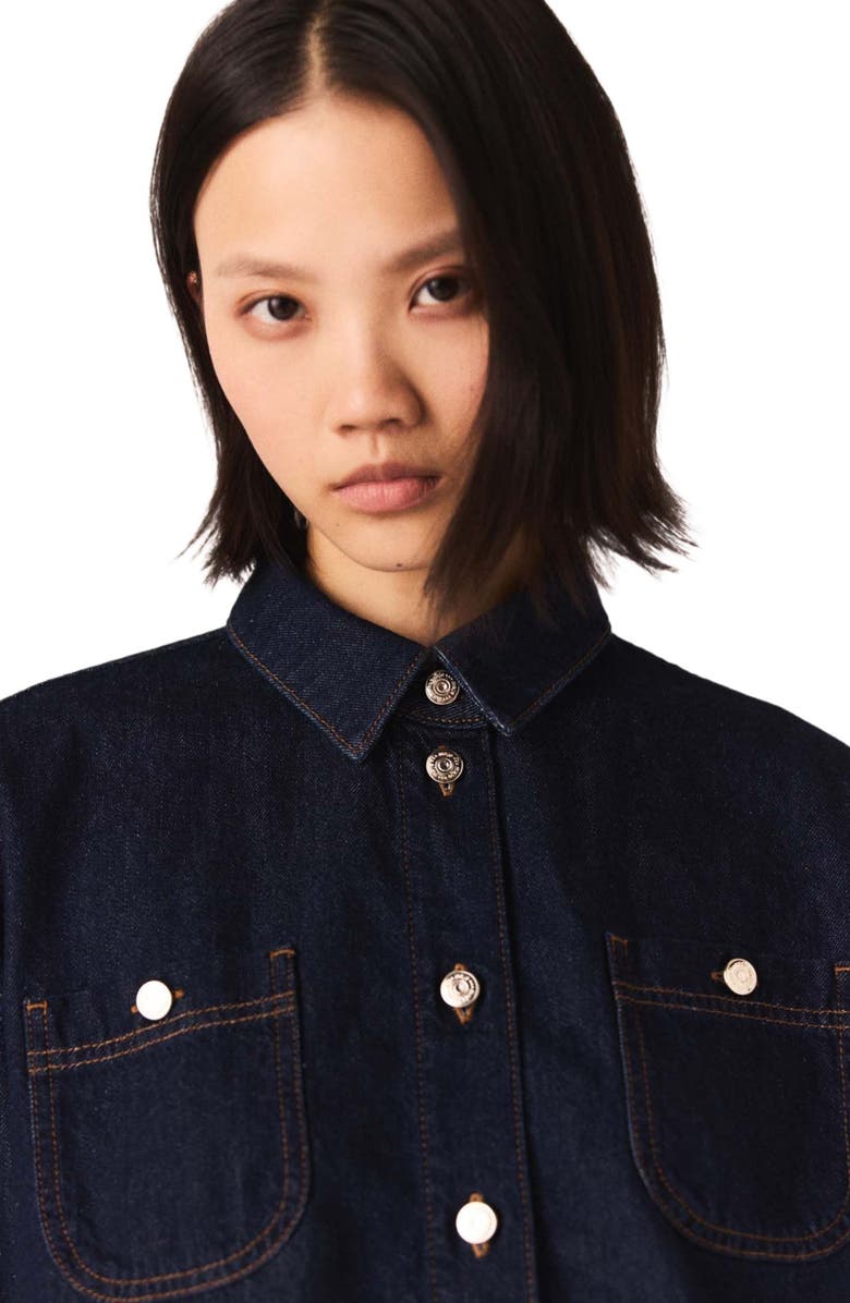 maje Denim jacket with bow, Alternate, color, Navy