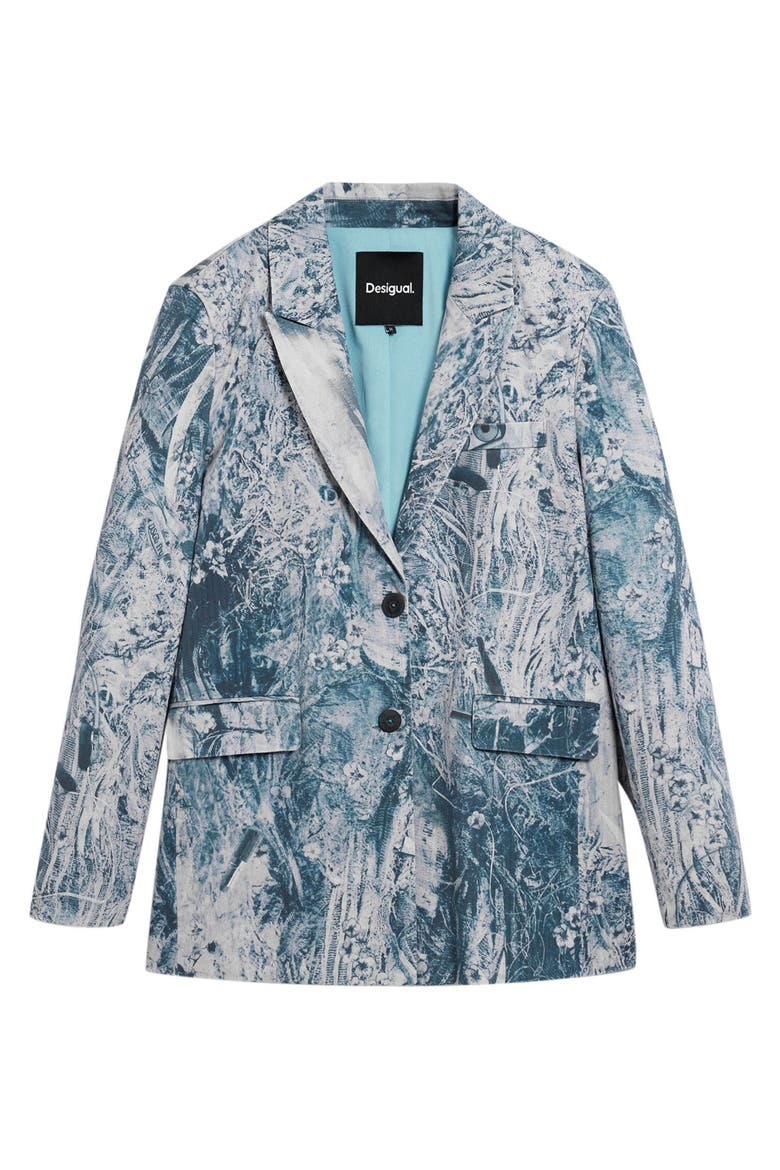 Floral Mixed Print Stretch Cotton Jacket, Alternate, color, MULTI GRAY/ BLUE