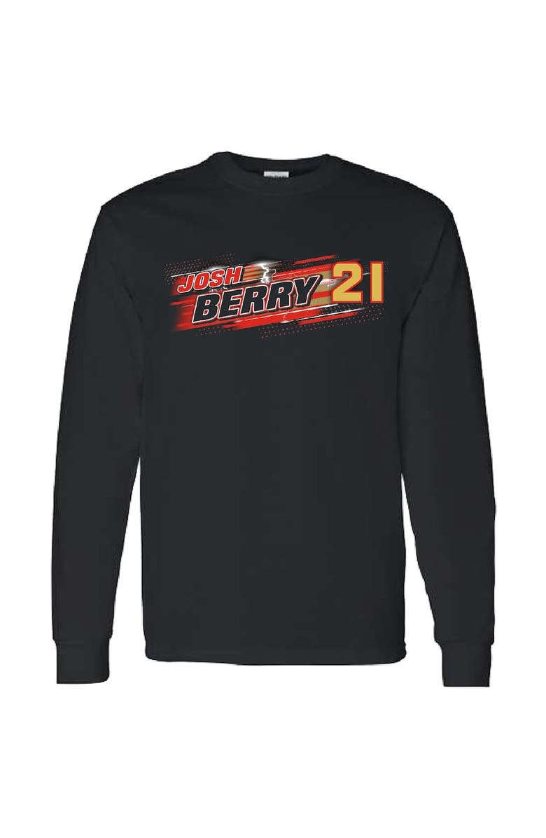 CHECKERED FLAG Men's Checkered Flag Sports Black Josh Berry Name & Number Long Sleeve T-Shirt, Alternate, color, Black
