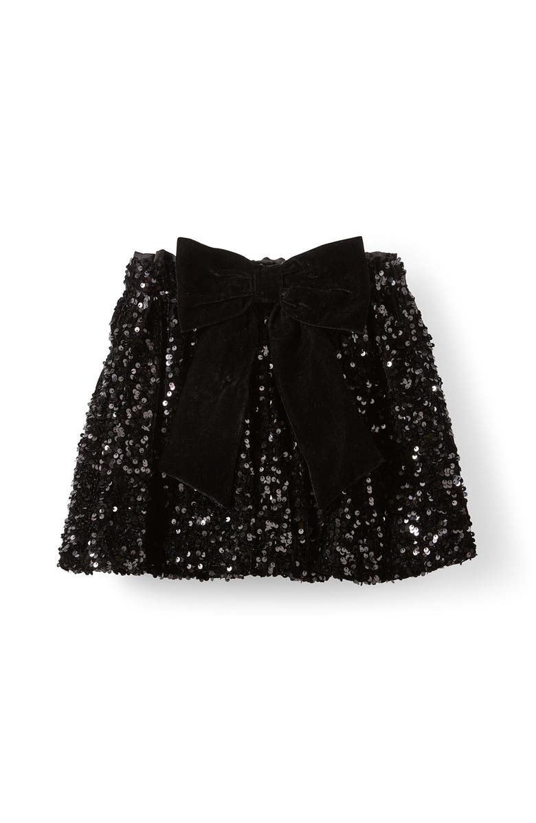 Cotton On Kids Kid's Daisy Embellished Bow Bubble Skirt, Main, color, Black Plush Sparkle