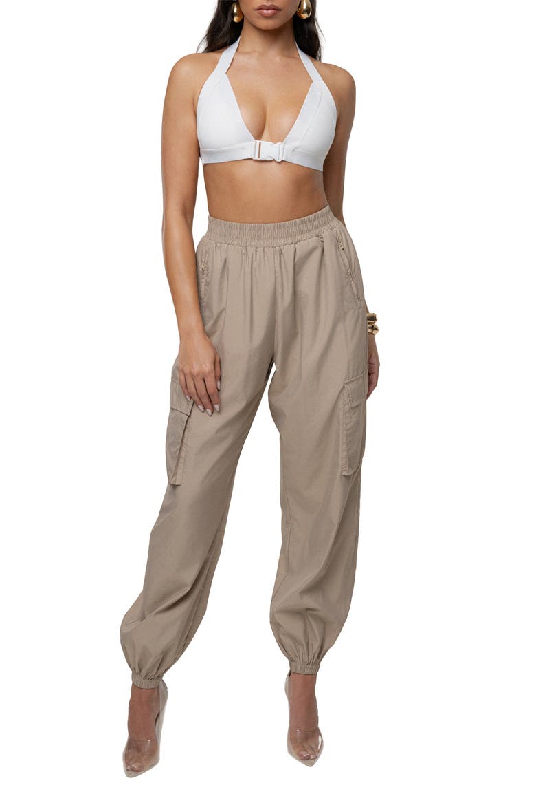 Belted Motion Halter Top, Alternate, color, Ivory