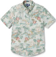 Reyn Spooner Kaimana Beach Short Sleeve Cotton Blend Button-Down Shirt