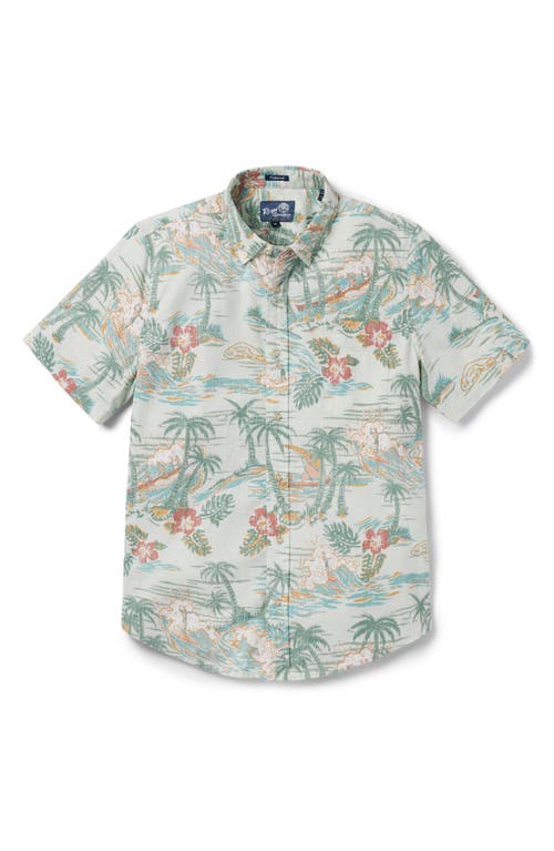 Reyn Spooner Kaimana Beach Short Sleeve Cotton Blend Button-down Shirt In Gray