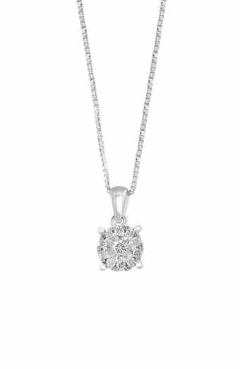 EFFY Sterling Silver Round Diamond Pendant Necklace - 0.24ct.