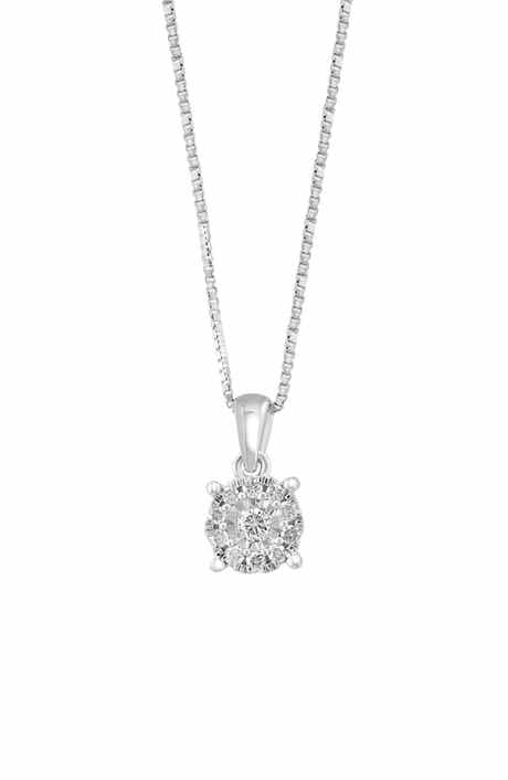 EFFY Sterling Silver Round Diamond Pendant Necklace - 0.24ct.