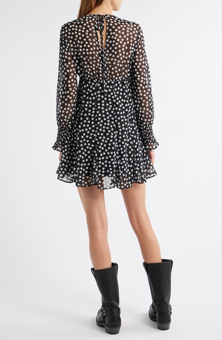 Topshop Polka Dot Long Sleeve Chiffon Minidress, Alternate, color,