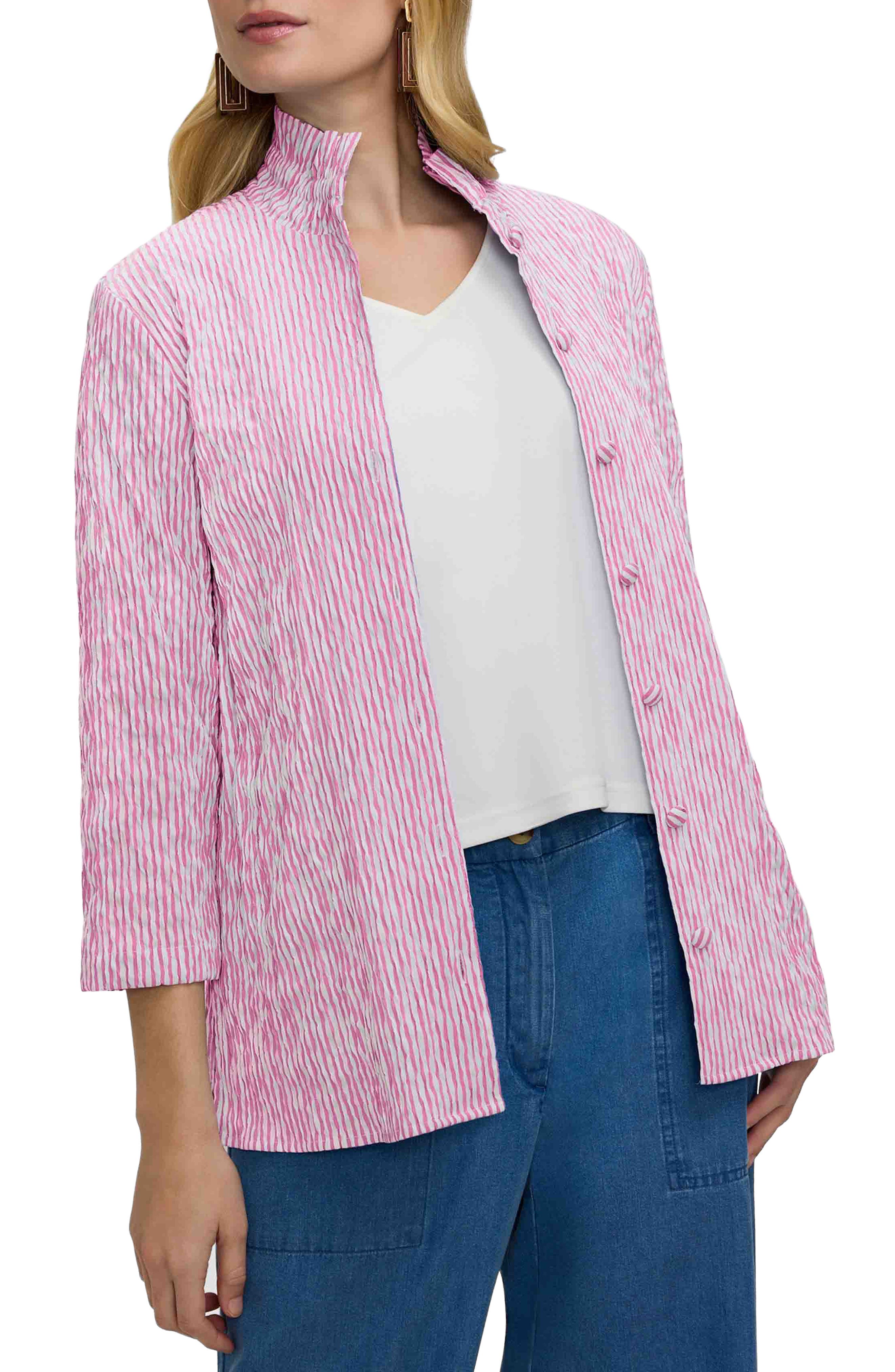 Carolina Stripe Crinkle Jacquard Button-Up Shirt - image 3