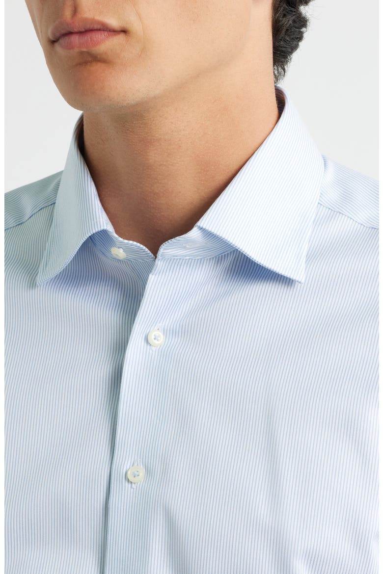 Luxury Slim Fit Micro Stripe Non-Iron Dress Shirt, Alternate, color, SKY