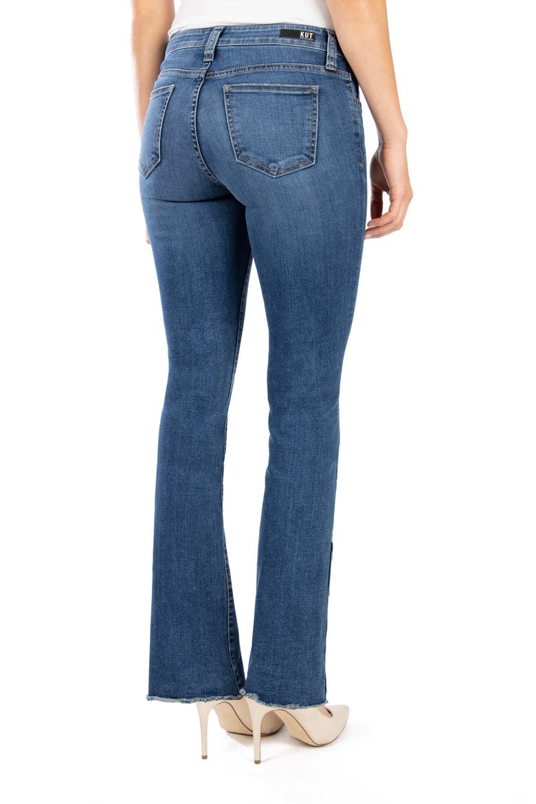 Button Detail Raw Hem Bootcut Jeans, Alternate, color, RATURE