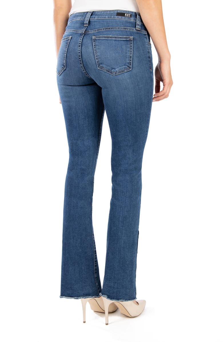 KUT from the Kloth Button Detail Raw Hem Bootcut Jeans, Alternate, color, 