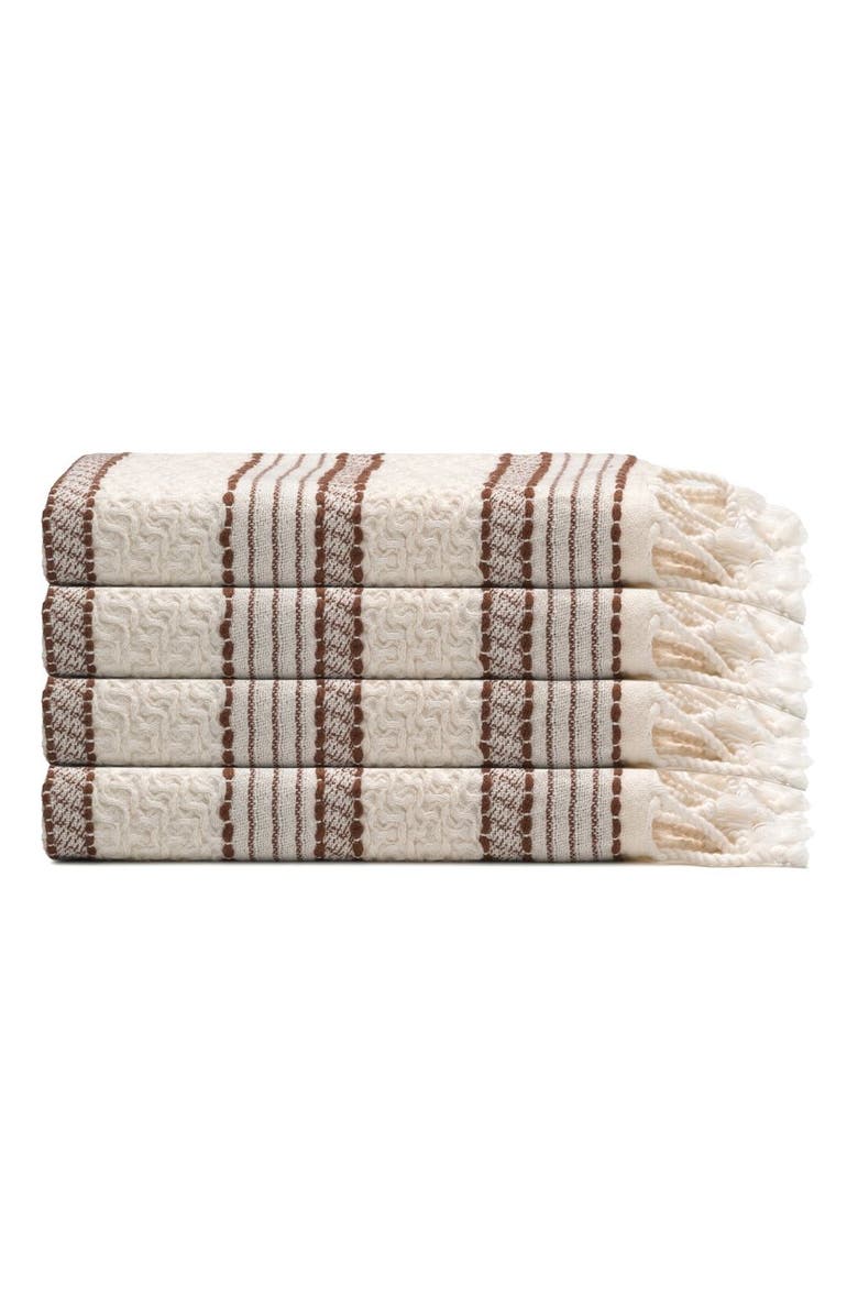 Olive & Linen Sylvie Turkish Cotton Hand & Kitchen Towel Bundle, Main, color, Taupe Brown
