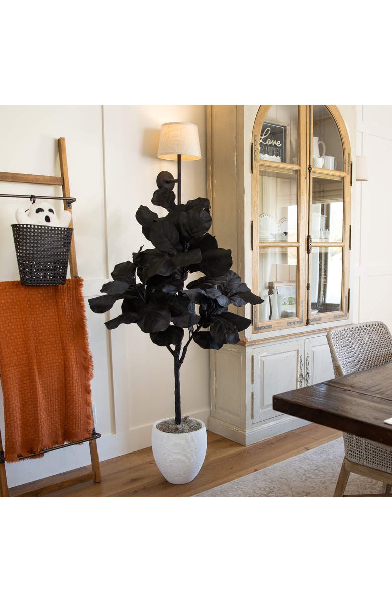 NEARLY NATURAL 4-ft Artificial Halloween Black Fiddle Leaf Tree, Alternate, color, Black