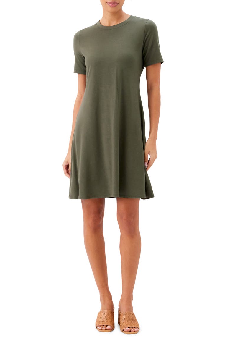 Short Sleeve Sheath Dress, Main, color, OLIVE
