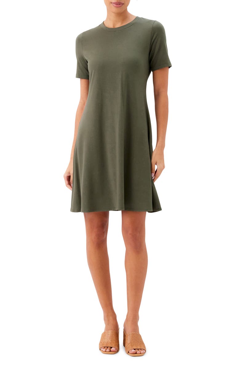 Karen Kane A-Line Jersey Minidress, Main, color, Olive