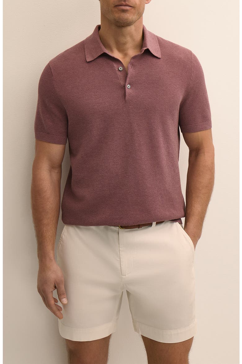 Cotton Piqué Polo, Main, color, DARK MAUVE HEATHER