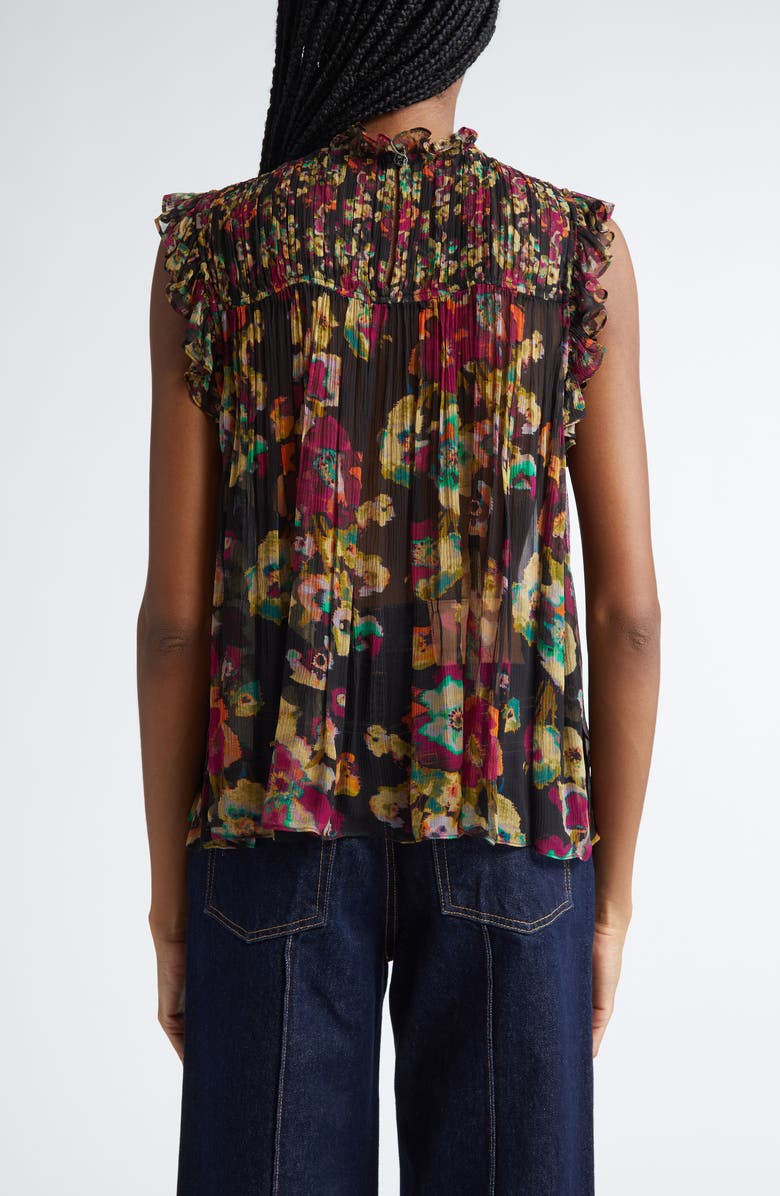 Ulla Johnson Georgina Floral Sleeveless Plissé Silk Top, Alternate, color,