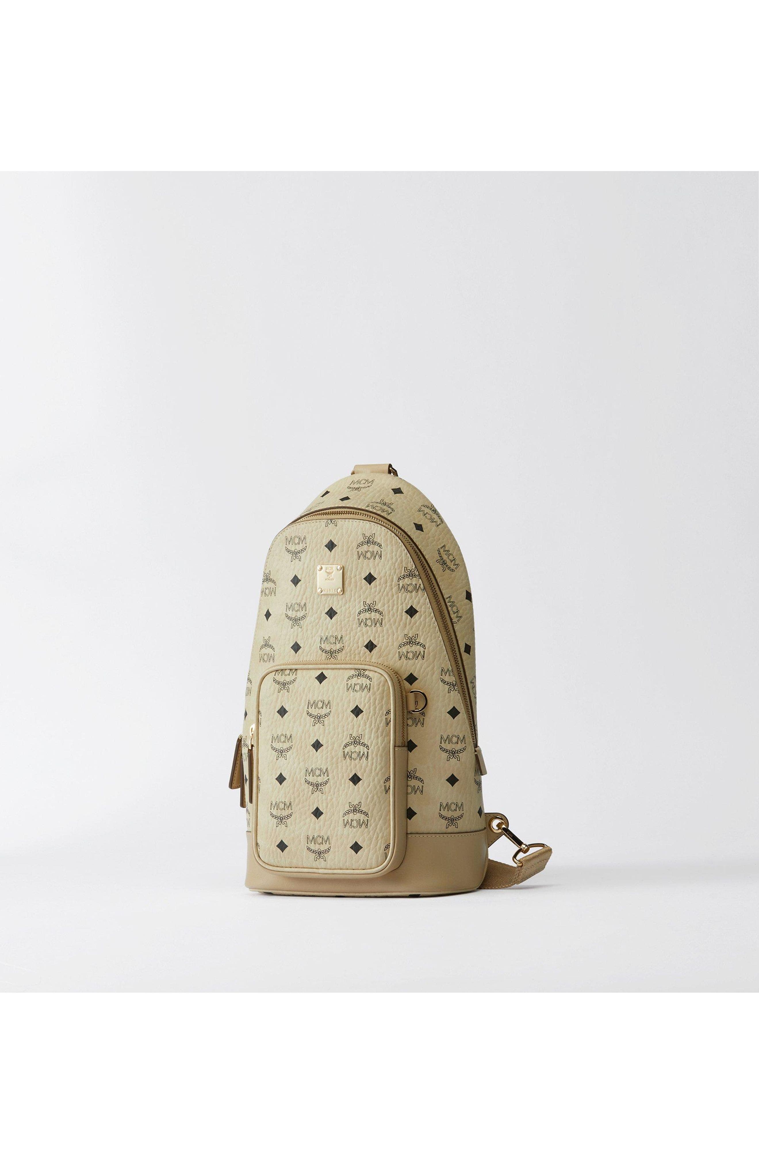 Small Aren Sling Bag in Visetos Leather Mix, Alternate, color, Beige + Black