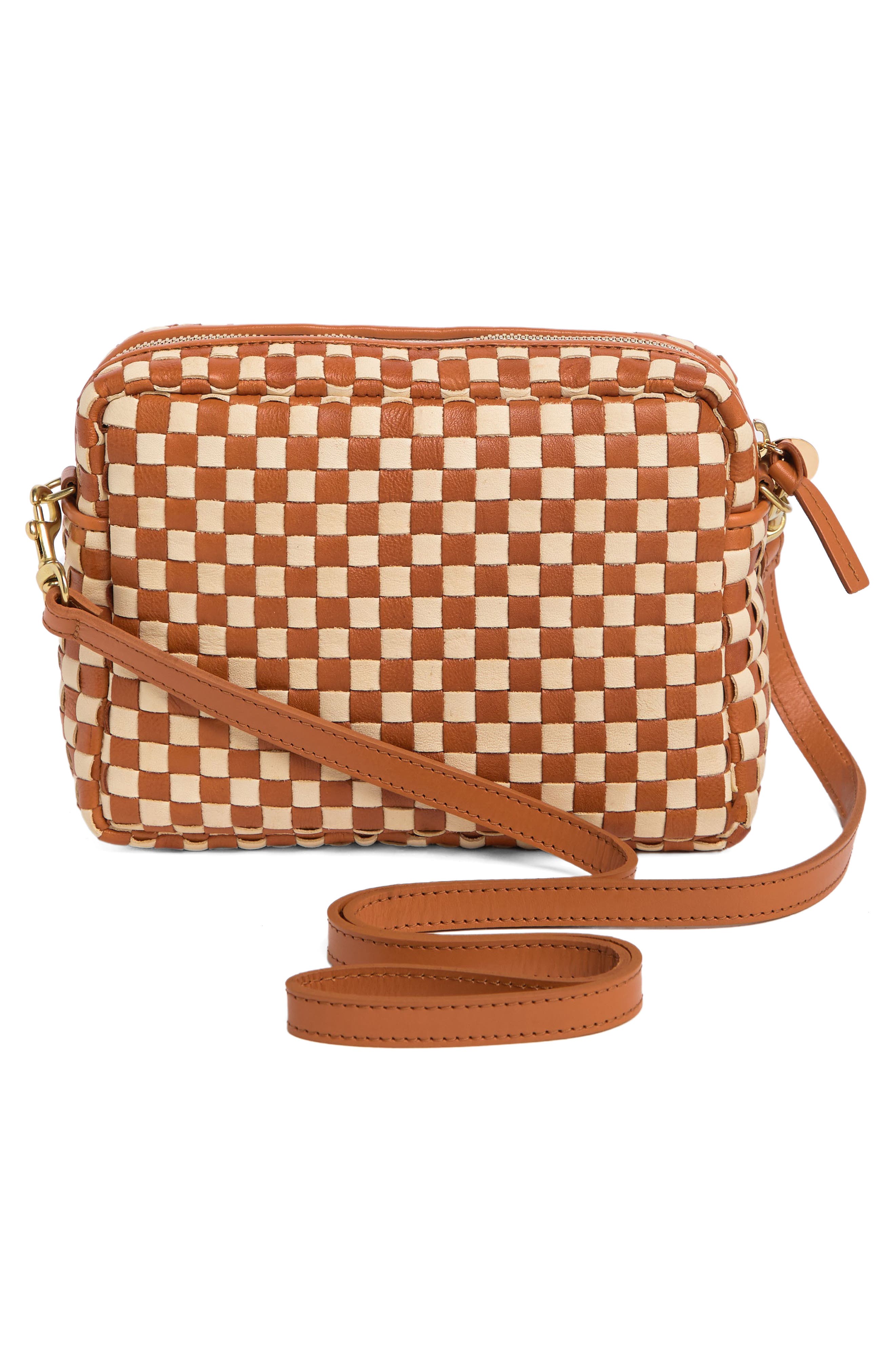 Clare V. Midi Sac Woven Leather Crossbody Bag, Alternate, color, 