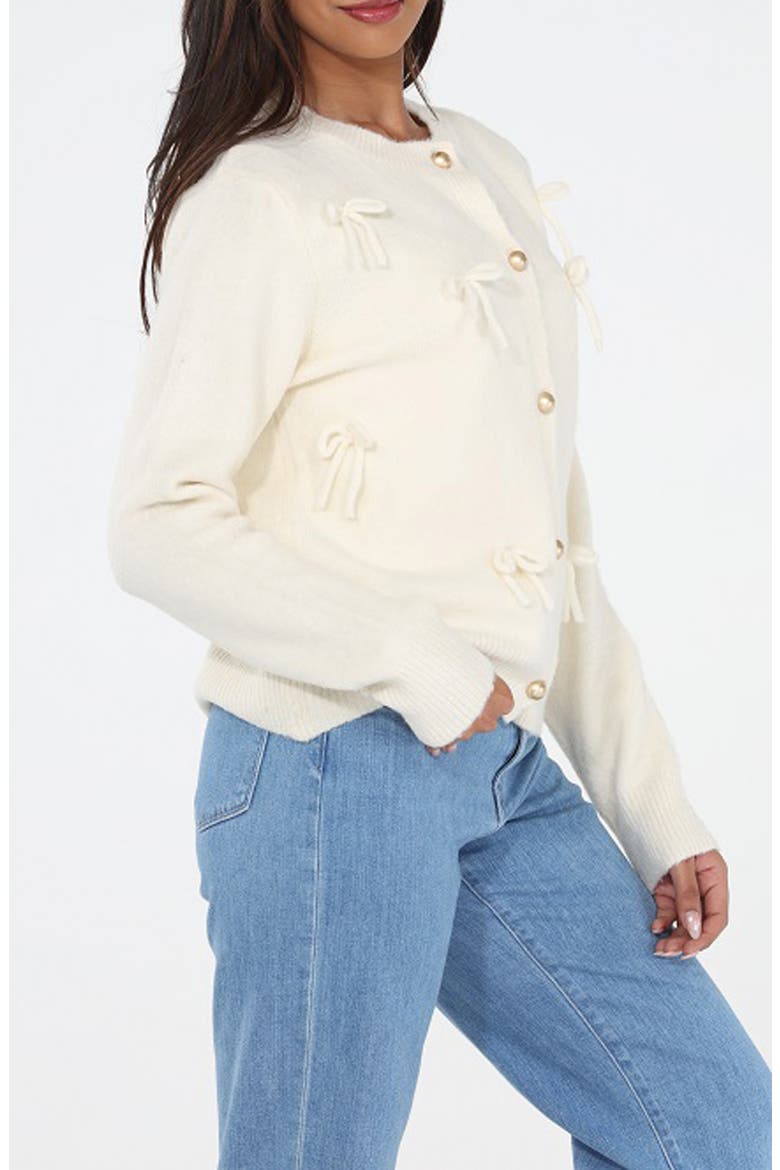 Tiny Bow Cardigan, Alternate, color, CREAM