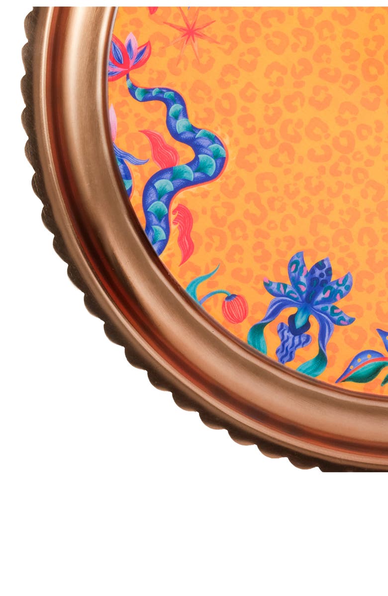 Zsa Zsa Zsu Nanpur Patterned Round Metal Decorative Tray 7X7 In, Alternate, color, Orange