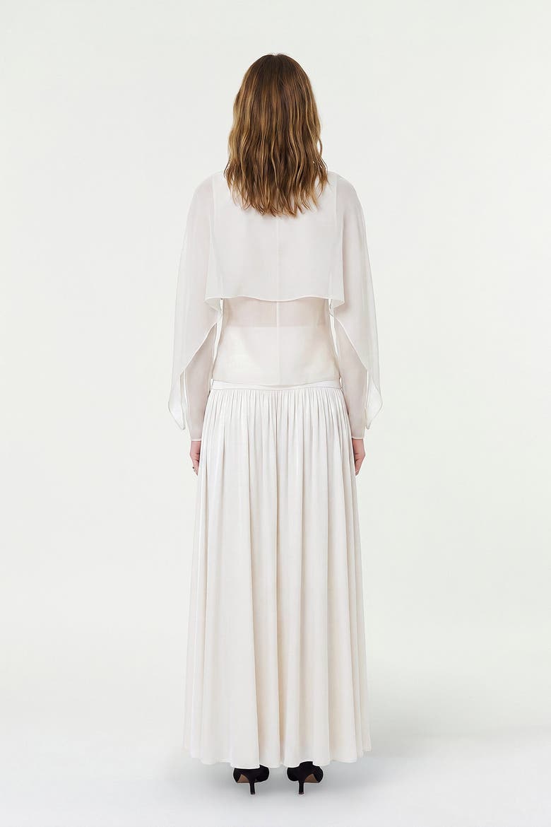 Dahlia Cape Blouse, Alternate, color, Pearl
