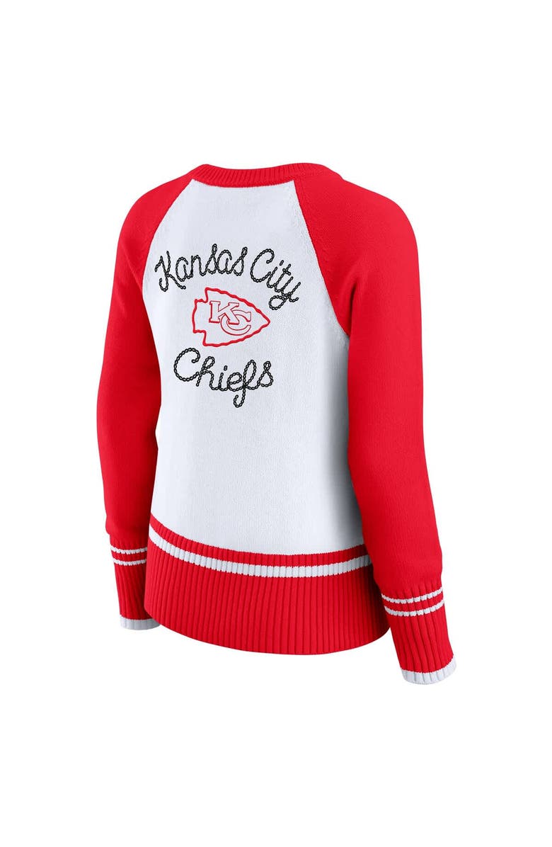 WEAR by Erin Andrews Women
s WEAR by Erin Andrews White/Red Kansas City Chiefs Colorblock Raglan Sweater, Alternate, color, White