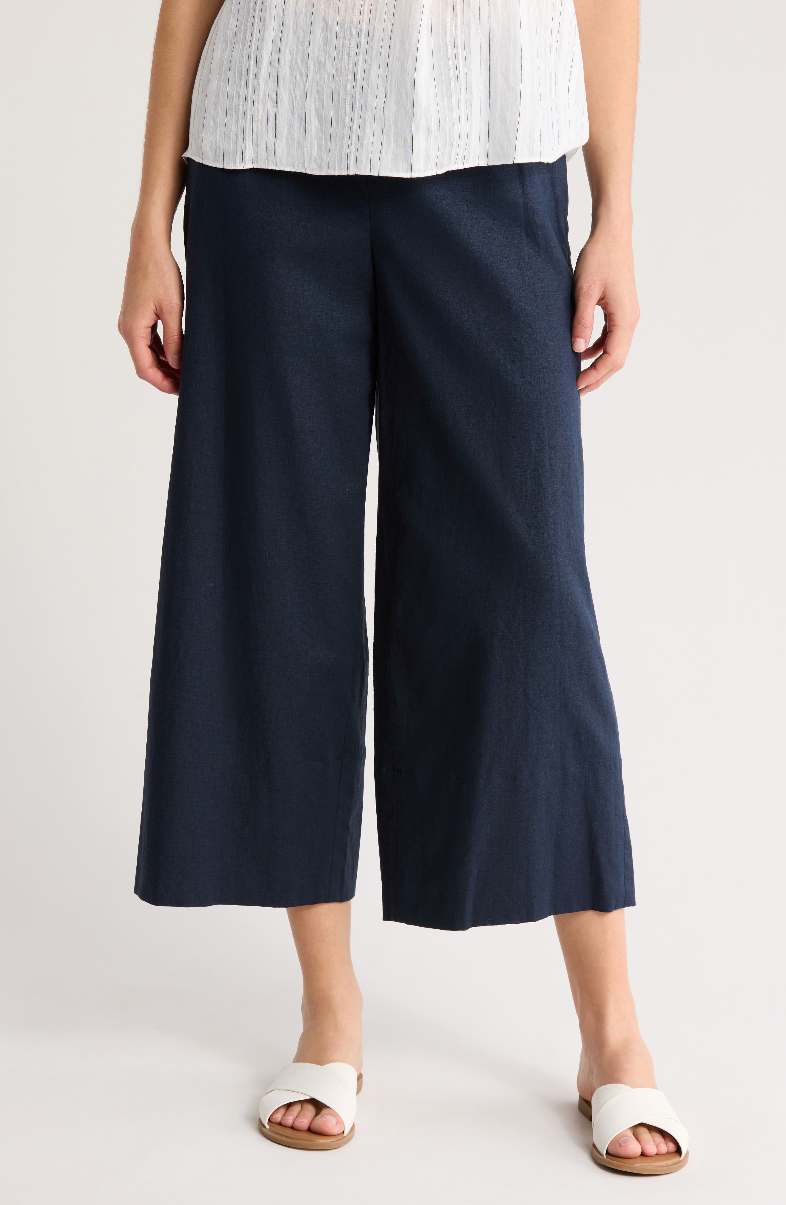 Vince Linen Blend Crop Wide Leg Pants