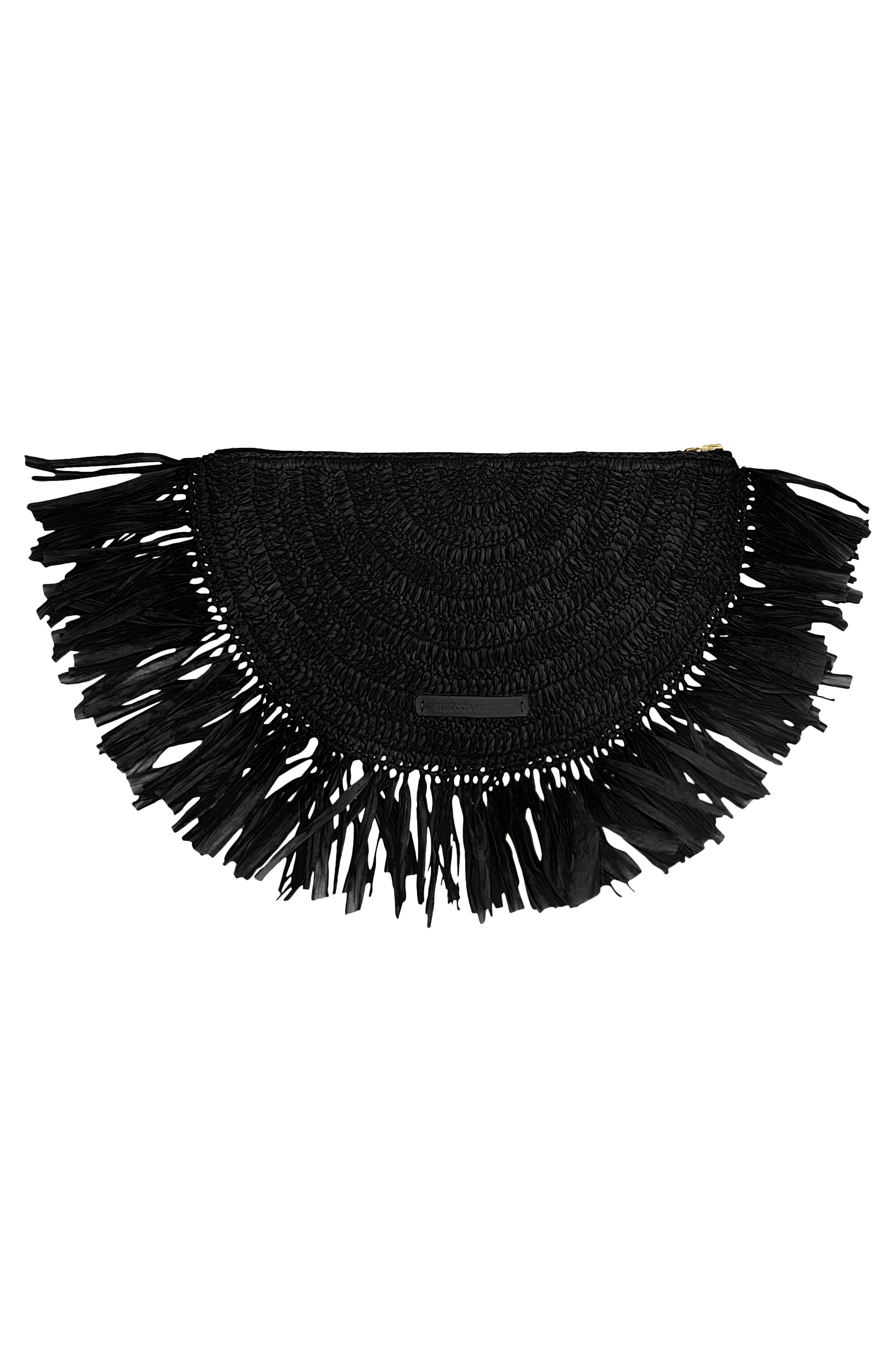 Rebecca Minkoff Lucia Fringe Clutch, Alternate, color, Black