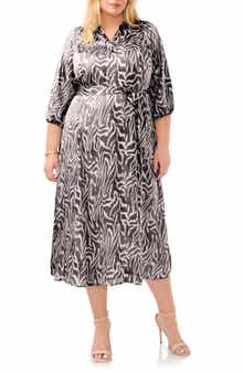 Vince Camuto 3/4 Sleeve Zebra Print Dress