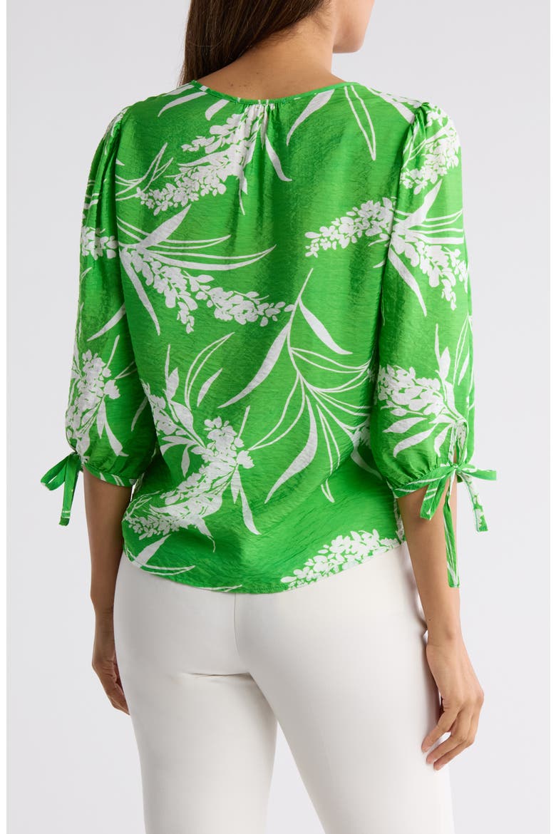 Floral Print V-Neck Top, Alternate, color, GREEN
