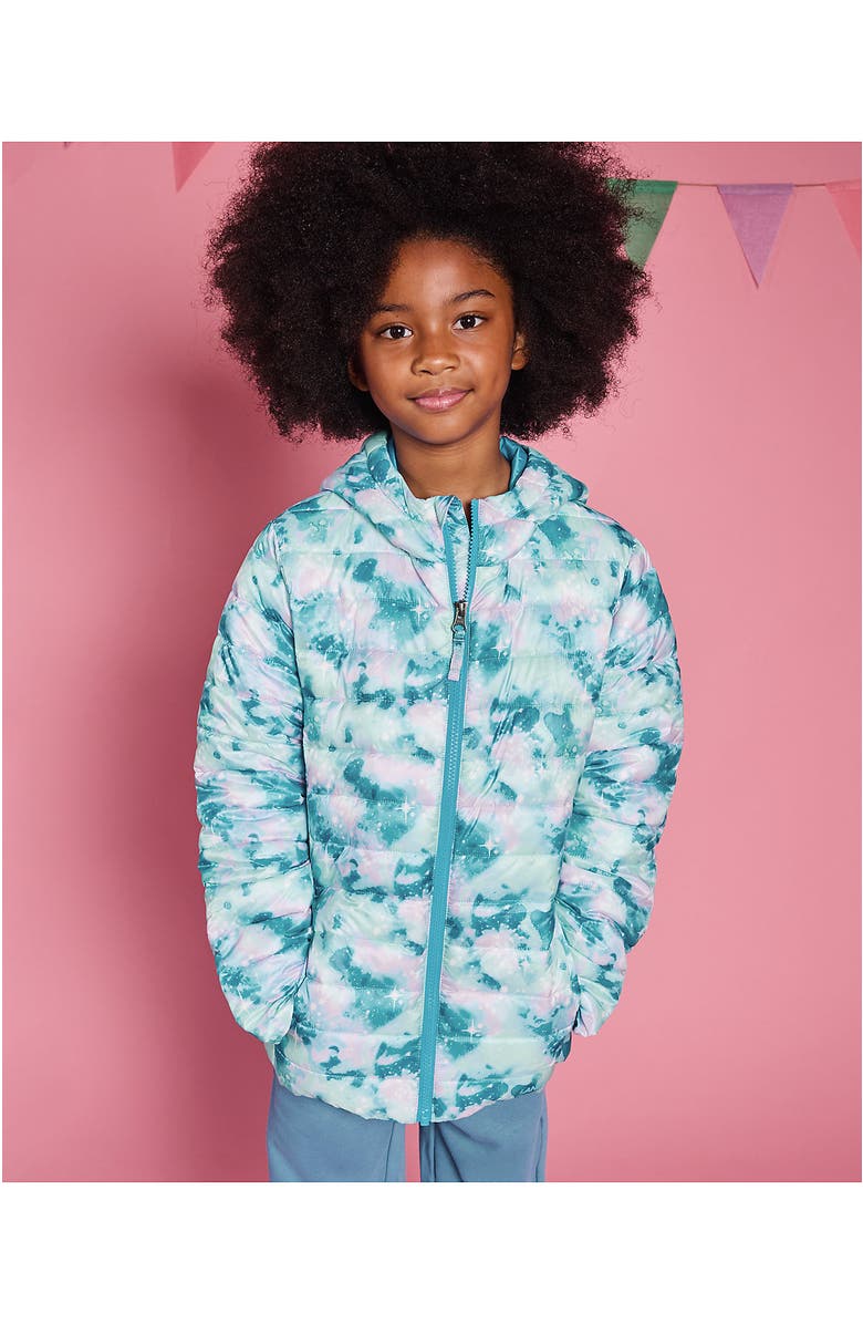 Lands' End Kids Husky Insulated Hooded Jacket, Main, color, Aqua Glitter