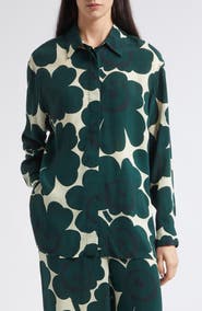 Marimekko Unikko Floral Print Long Sleeve Cupro Shirt