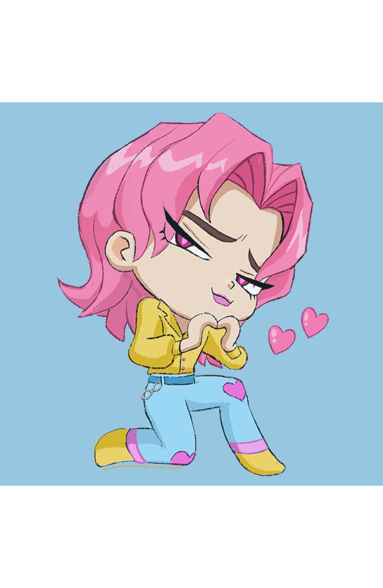 KPop Demon Hunters Boy's KPop Demon Hunters Chibi Romance Heart Graphic T-Shirt, Alternate, color, Light Blue