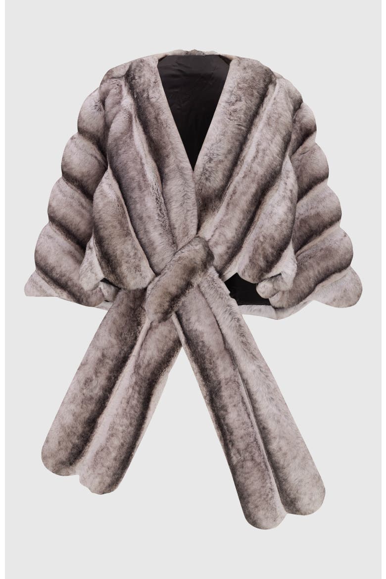 Fur-Free Chinchilla (Faux Fur) Pull-Through Stole, Alternate, color, GRAY CHINCH