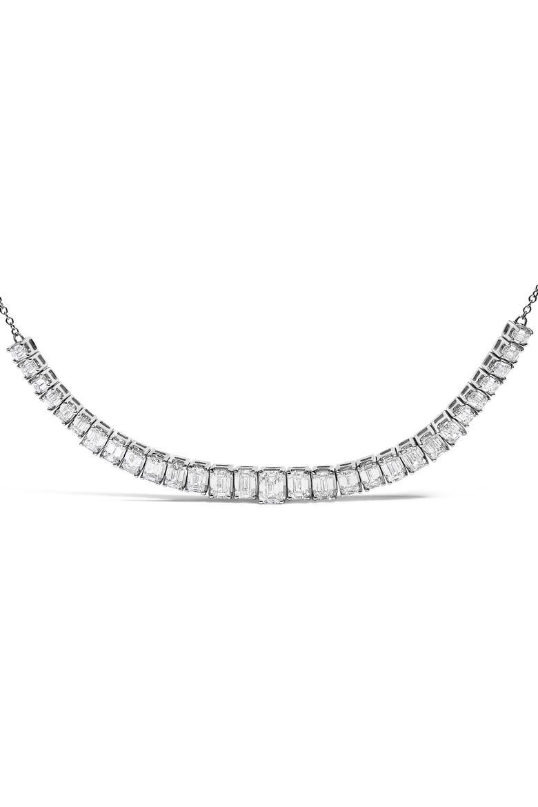 14K White Gold Lab Grown Diamond 5.0 Cttw Emerald Cut Station Necklace, Alternate, color, White Gold