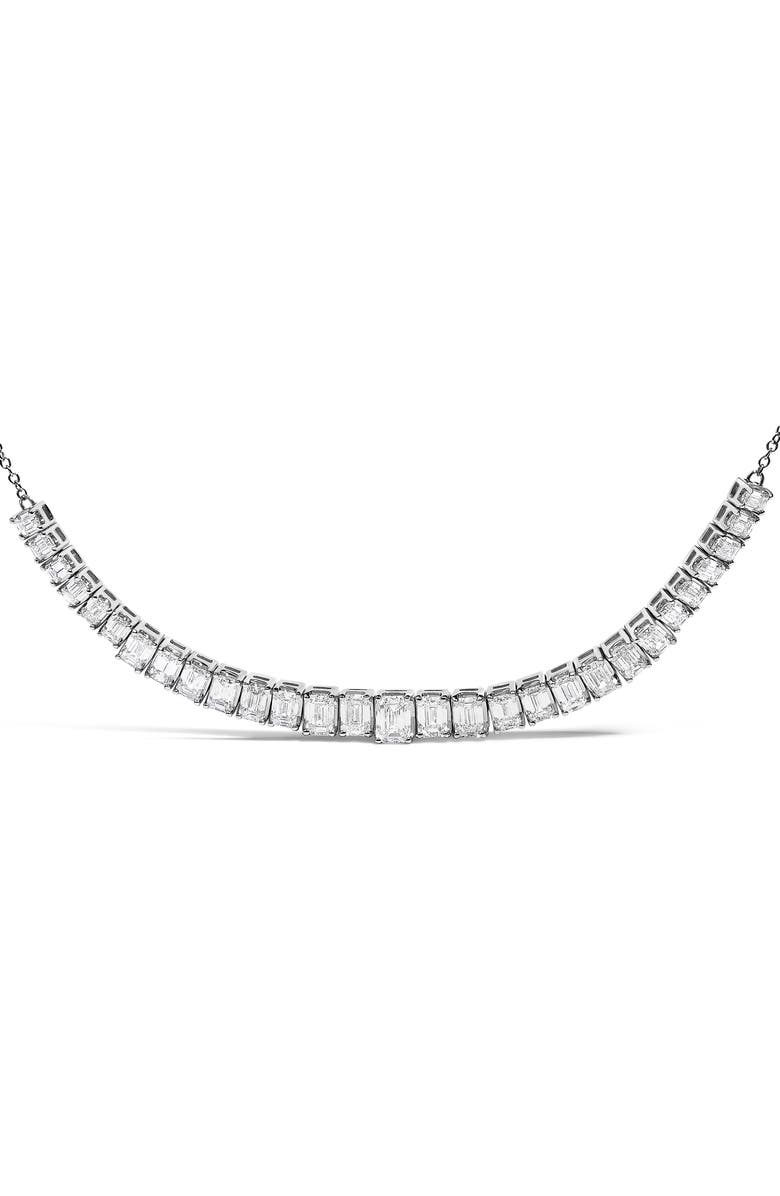 Haus of Brilliance 14K White Gold Lab Grown Diamond 5.0 Cttw Emerald Cut Station Necklace, Alternate, color, White Gold