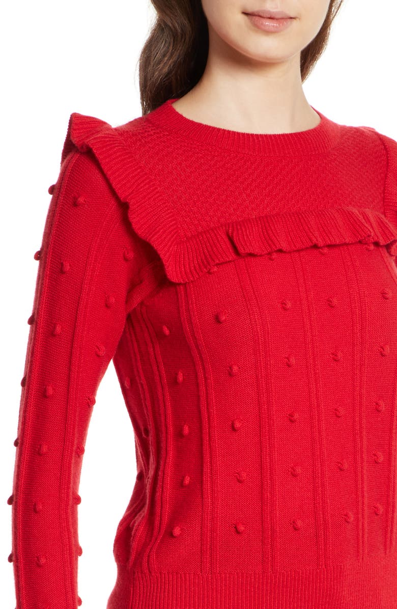 Kate Spade New York ruffle yoke sweater, Alternate, color, Charm Red