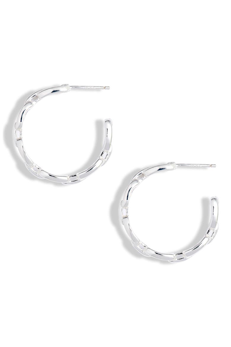 Carmine Small Hoop Earrings, Main, color, STERLING SILVER