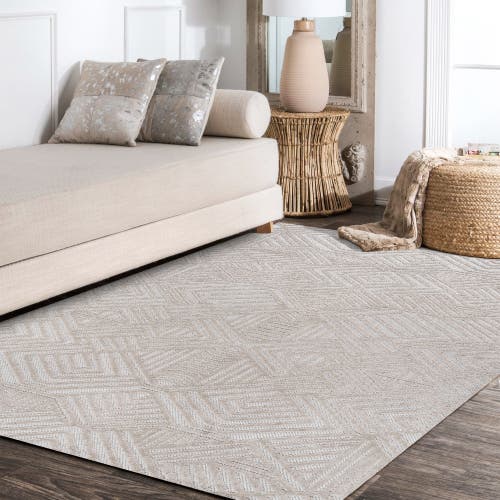 Jonathan Y Jordan High-low Pile Art Deco Geometric Indoor/outdoor Area Rug In Beige