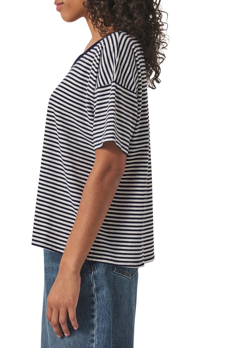 Splendid Astrid Stripe Boxy Ringer T-Shirt, Alternate, color, Navy Stripe