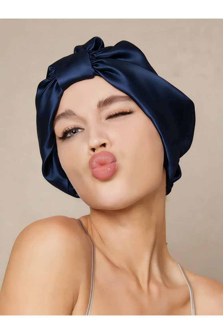 100% Mulberry Silk Sleep Bonnet, Main, color, DarkBlue