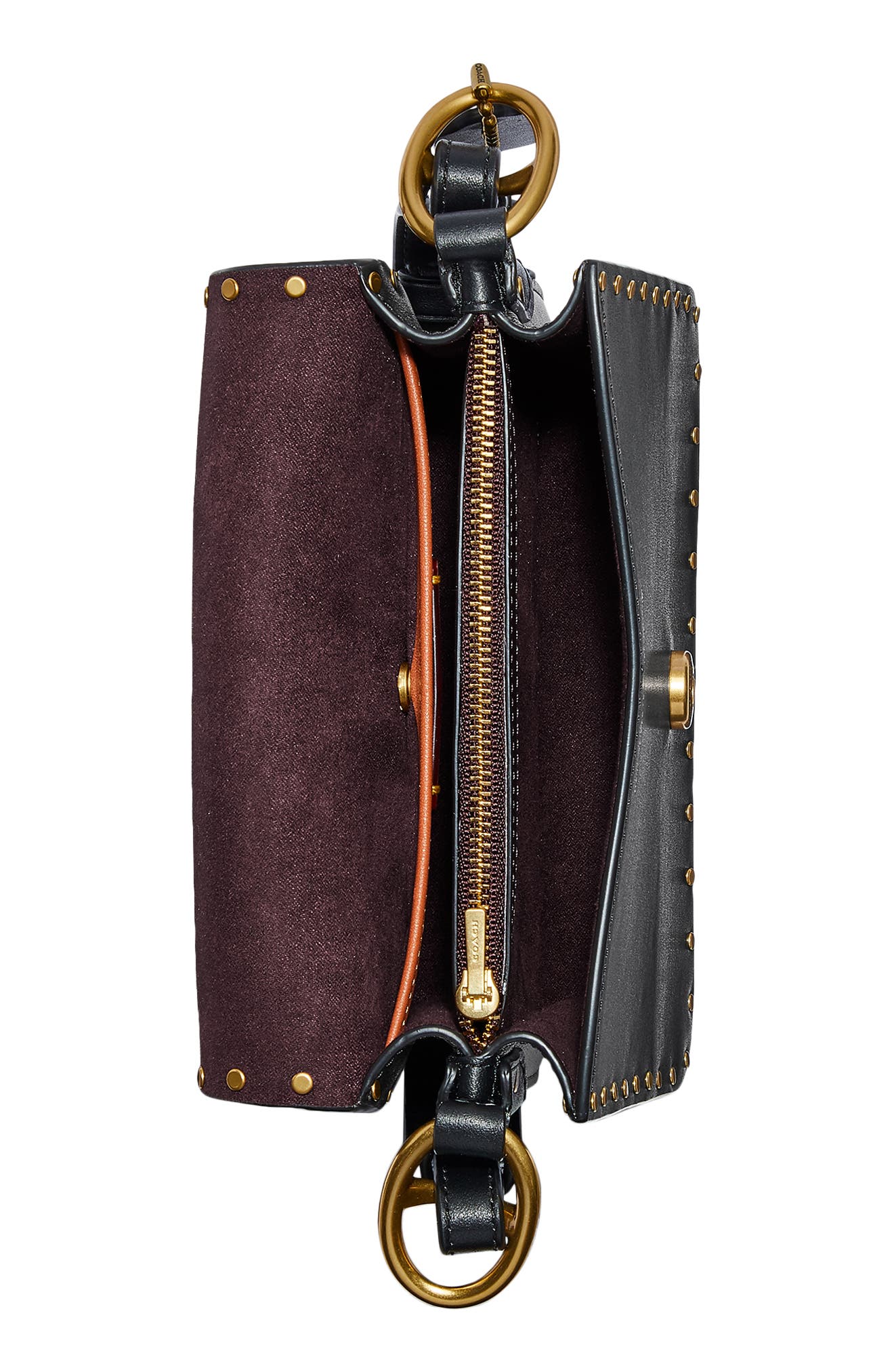 Leather Flap Bag, Alternate, color, BRASS/ BLACK