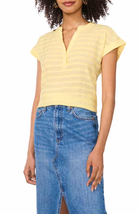 Vince Camuto Textured Stripe Popover Top