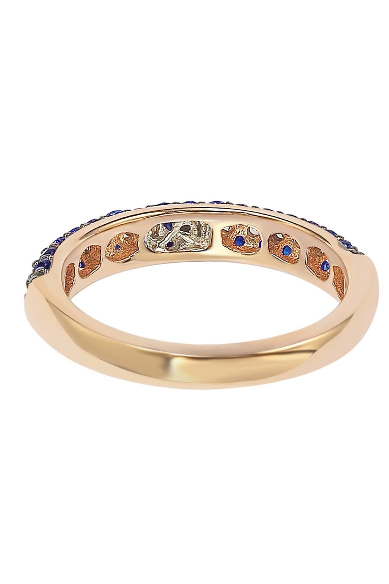 Rose-Tone 3-Row Pave CZ Eternity Band Ring, Alternate, color, BLUE