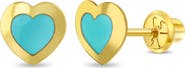In Season Jewelry 14k Enamel Heart Girl Earrings