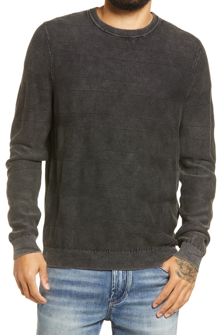 Washed Cotton Sweater, Main, color, BLACK